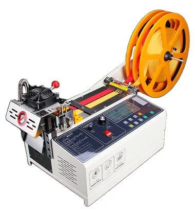 Automatic Bevel Angle Strap Polyester Hot Blade Webbing Satin Ribbon Label Cutter Cutting Machine