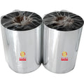 Waterproof vinyl sticker rolls, silver material with orange logo marks
