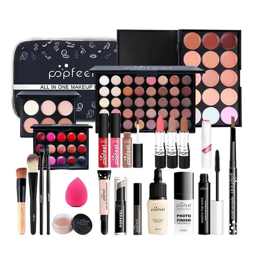20 Styles Makeup Set Eyeshadow Lipstick Eyebrow Pencil Lip Gloss Makeup Brush Powder Nail Polish With Makeup Bag Cosmetics Kit ALIBABA Tidesmit