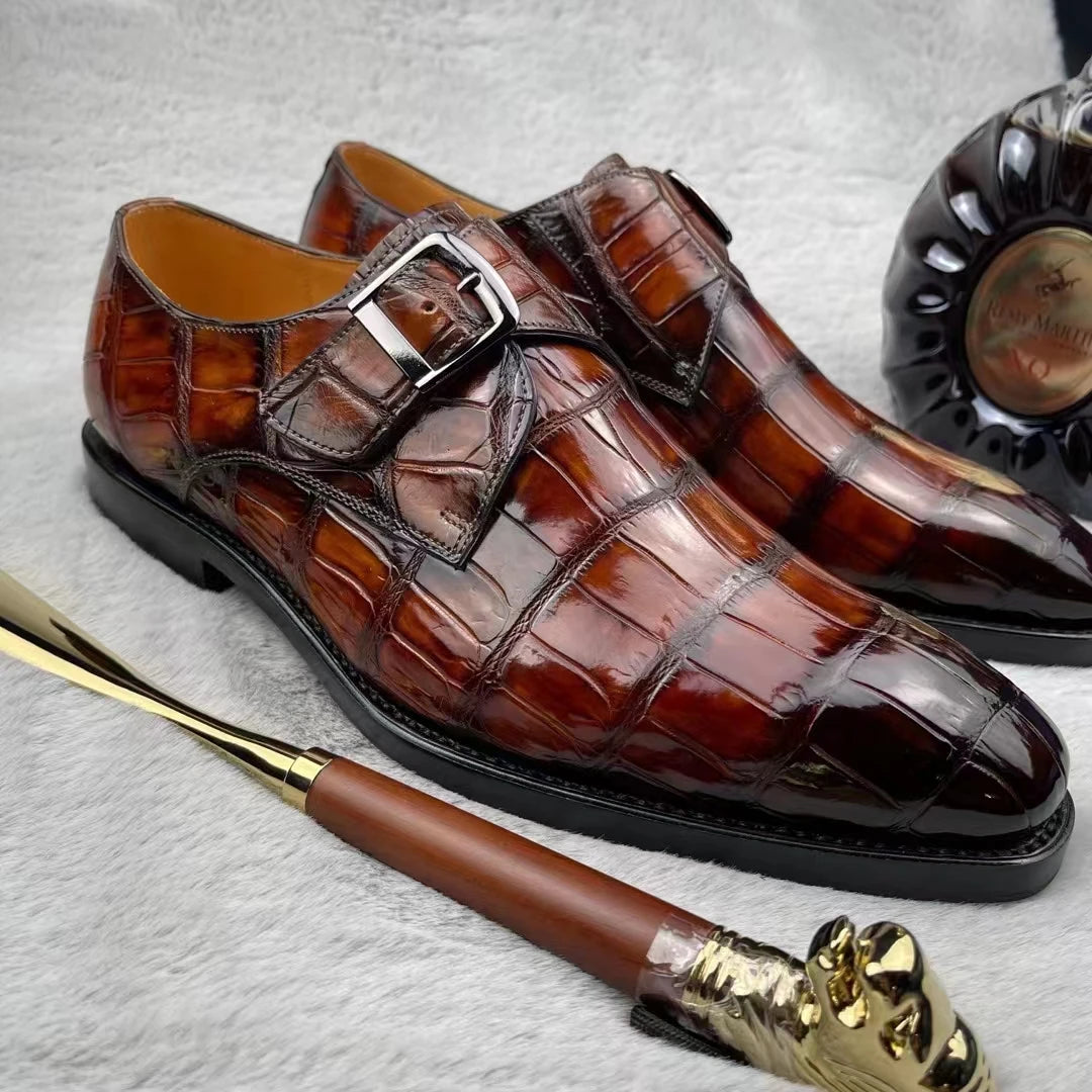 Handmade Luxury Formal Shoes for Men Genuine Crocodile Leather Branded Shoes Men High Quality Office Dress Shoes