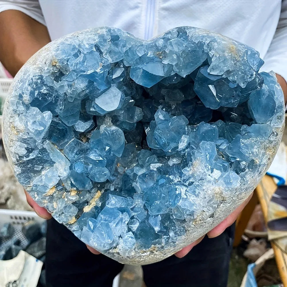 2-3kg Natural Blue Raw Stone Geodes Blocks  Semi Precious Stones  Energy Stones Celestite Geode Cluster Egg Heart
