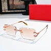 High End Luxury Diamond UV400 Comfortable Sunglasses Unisex Rimless Frameless Trendy Designer Brand
