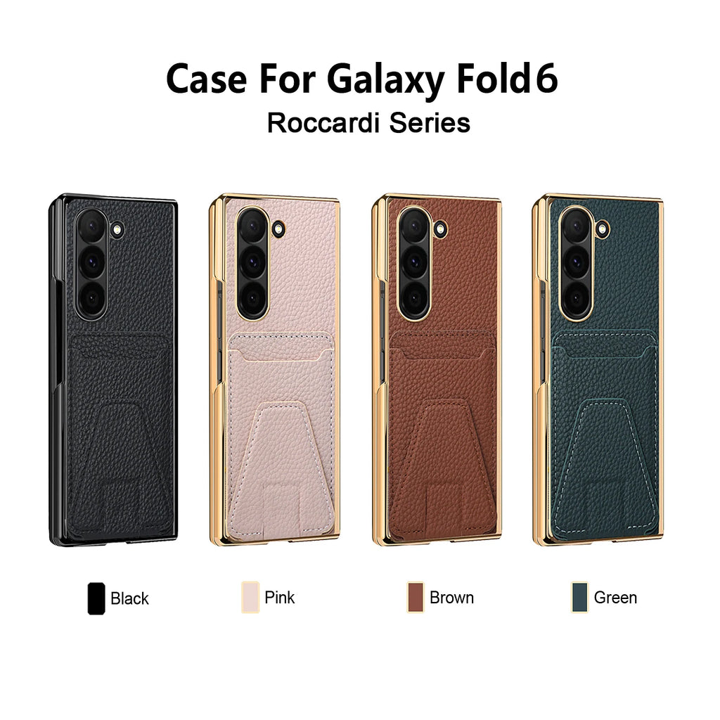 VIETAO Electroplated Leather Phone Case for Samsung Galaxy Z Fold 6 Integrated Film Luxury Screen Protector in Stock CN;GUA Tidesmit
