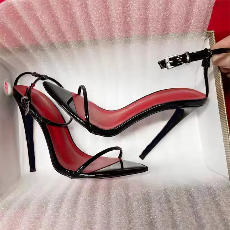 10CM 12CM New Fashion Designer Red Insole Bottom Talons Pour Dames Sexy Stiletto Thin Trendy Shoes High Sandal Heels for Women