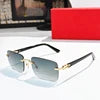 High Quality Rimless Glasses Luxury Men Branded Shades Women Vintage Fashion Frameless Designer Buffalo Horn Sunglasses
