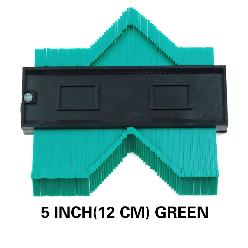5 inch green contour gauge duplicator with black measuring plate and ribbed green pads