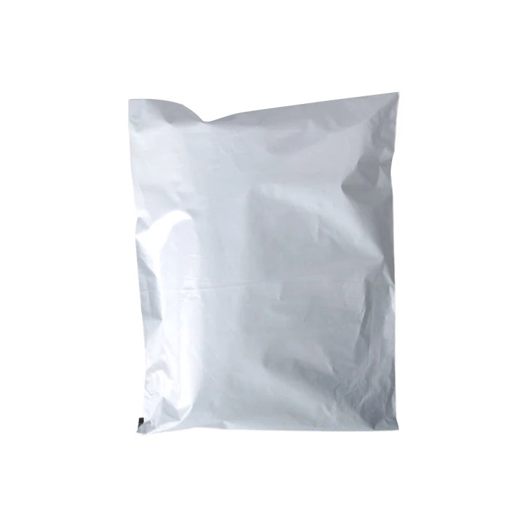 Waterproof poly mailer bag, white, sealed fold-over style for shipping clothes