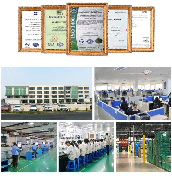 ISO certification documents and factory facility photos