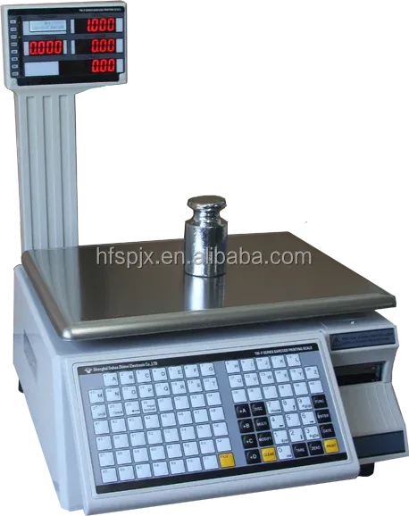 Price computing weighing scale with LCD display and stainless platform, keypad panel
