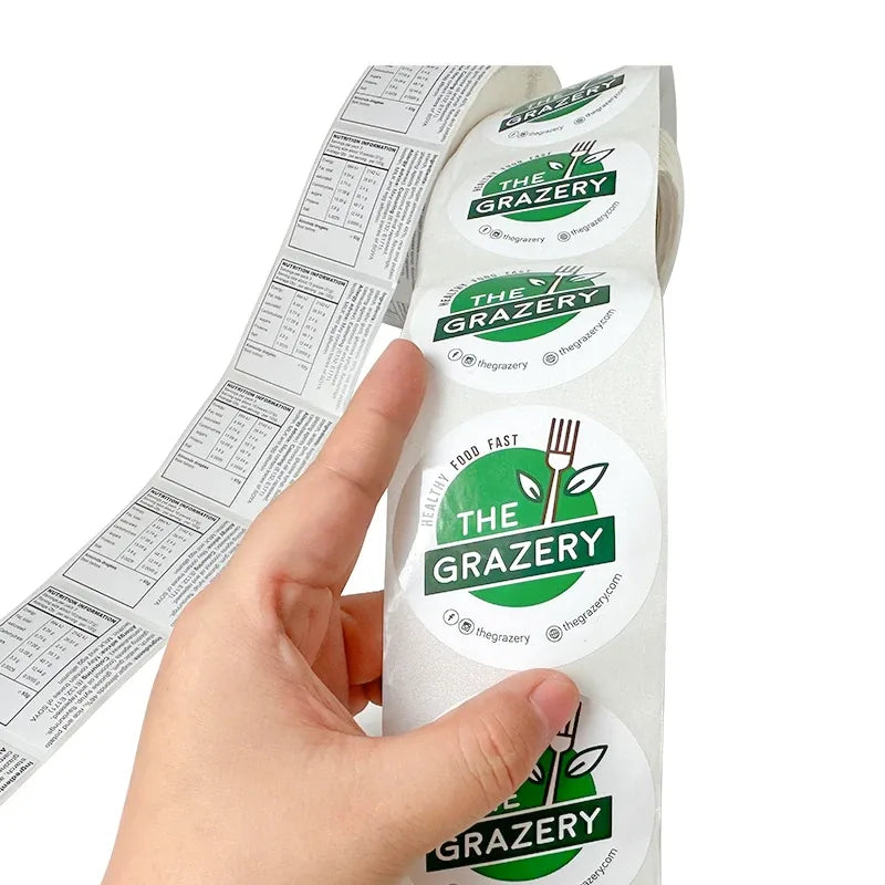 Custom Printed Round Vinyl Adhesive Logo Sticker Waterproof Roll - Angle/Detail 2