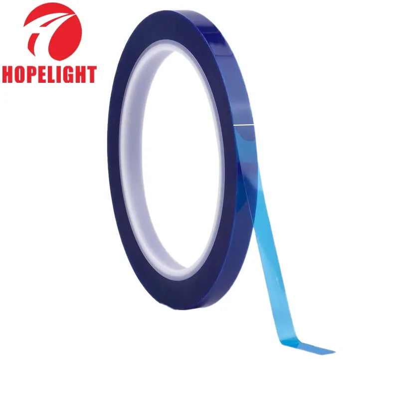 Blue high-temperature PET tape roll with silicone adhesive strip