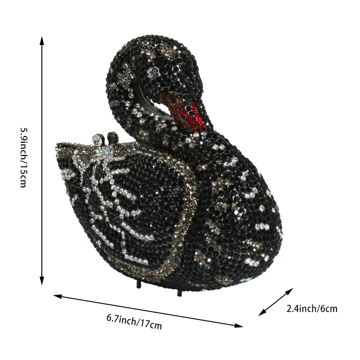 Women Classic Luxury Swan Rhinestone Fashion Evening Clutch Elegant Crystal Handbag Bridal Wedding Purse for Prom Cocktail Party