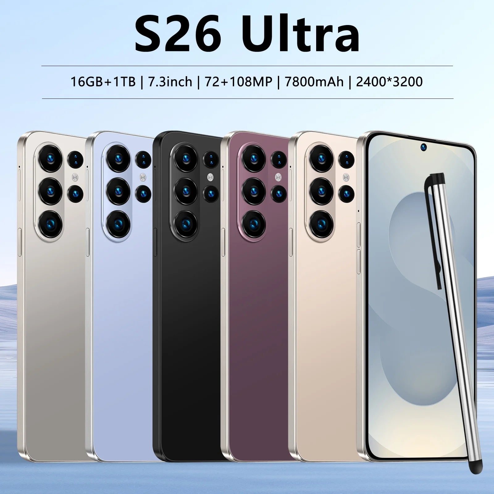 S26 Ultra 5G Smartphone 1TB 16GB RAM 7.3 Inch Display Tidesmit