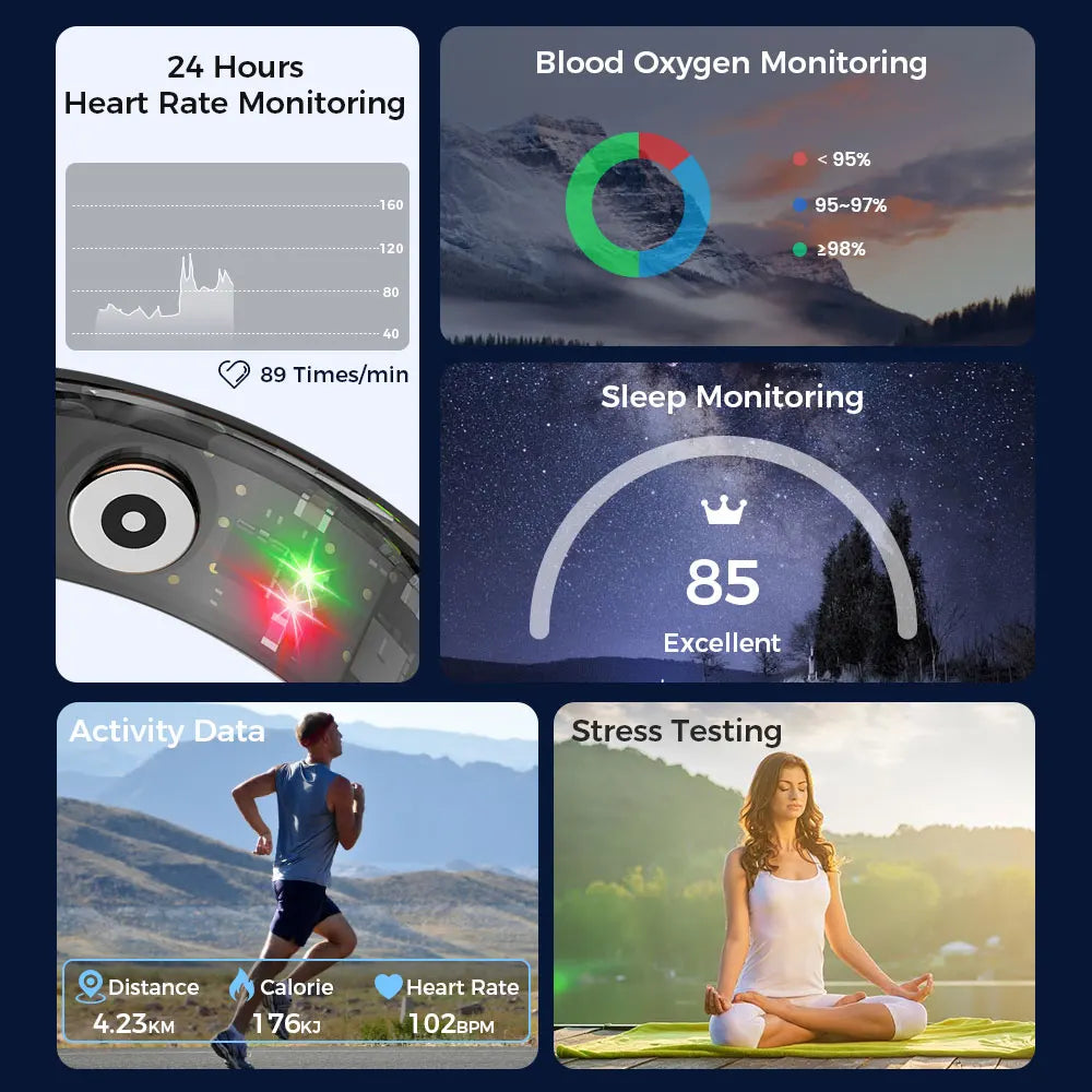 VALDUS VR11 Men Women Sleep Heart Rate Monitor Fitness Tracker Health Smart Ring Tidesmit