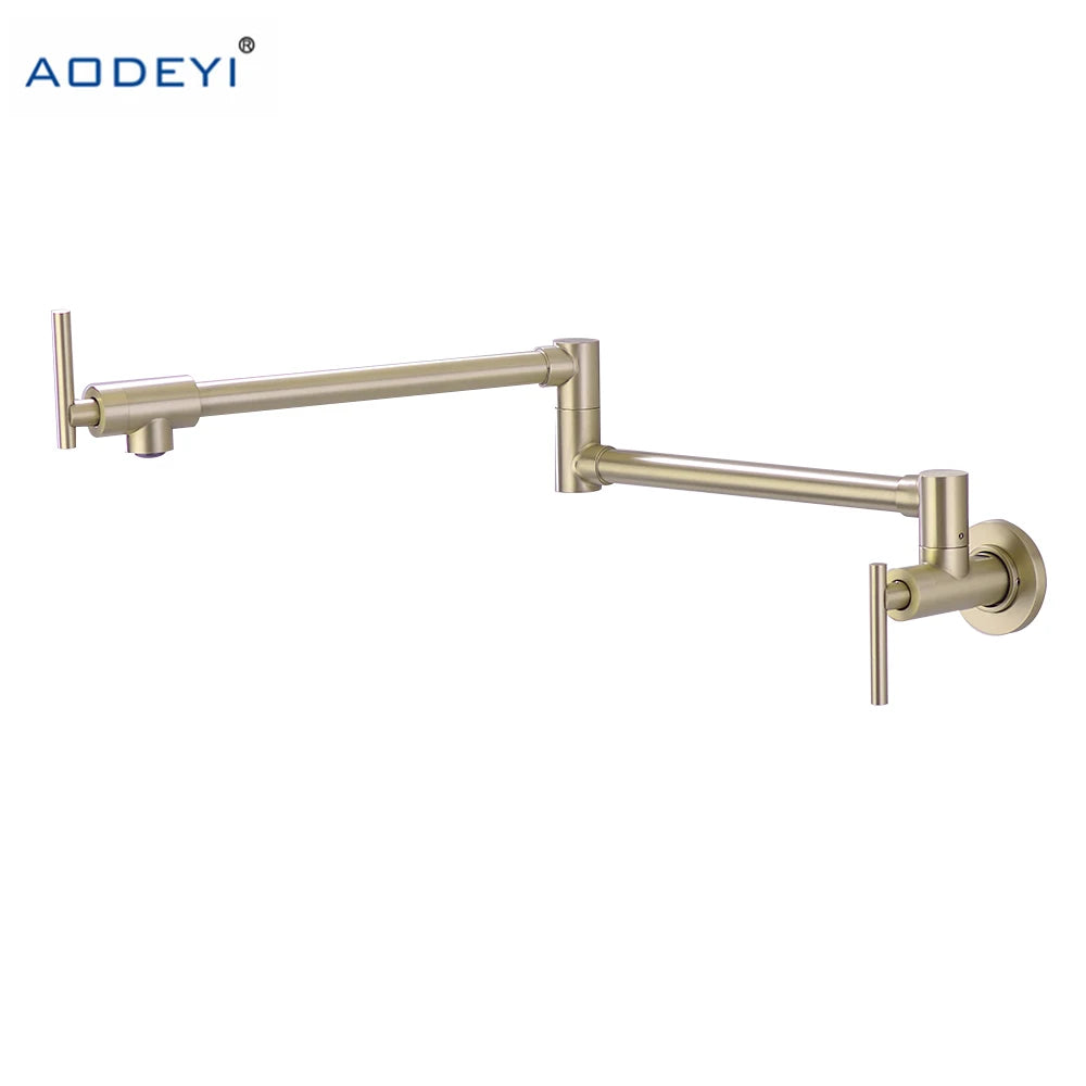 Brass Pot Filler Tap Wall Mounted Kitchen Sink Faucet Black Single Cold Taps Single Hole faucets 360 Rotate Folding Spout spigot