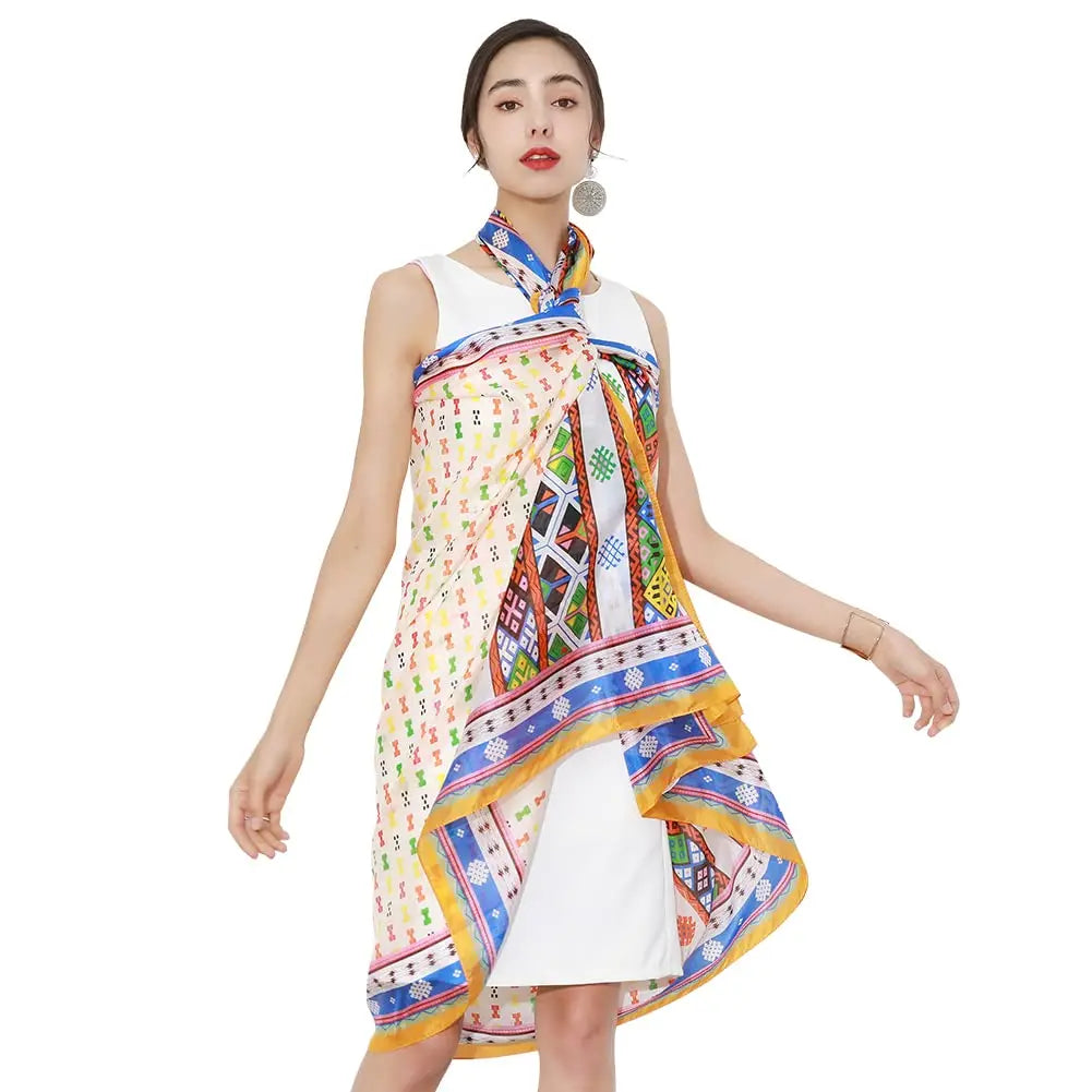 New Summer Fashion Luxury Printed Pure Silk Scarf Shawl Long Size Stole Hijab for Women