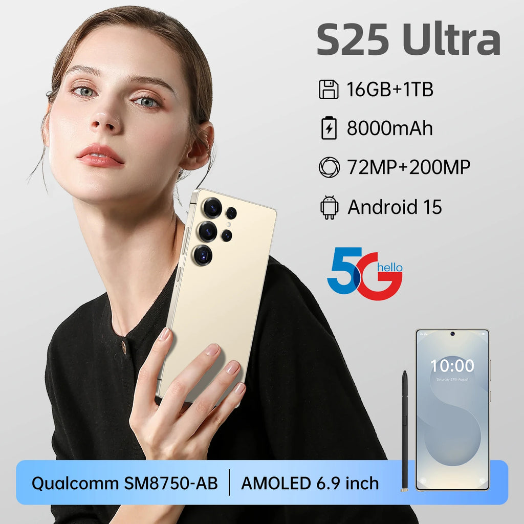 Unlocked 5G Smartphone 16GB RAM 1TB Storage 108MP Camera Tidesmit