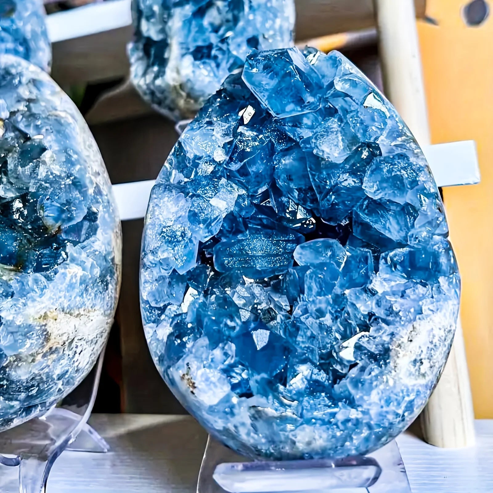 2-3kg Natural Blue Raw Stone Geodes Blocks  Semi Precious Stones  Energy Stones Celestite Geode Cluster Egg Heart