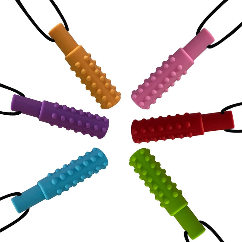 10pcs Baby Silicone Teether Kids Chew Necklace Sensory Chewy Pendant Oral Motor Toys Therapy Tools for Autism Children's Goods