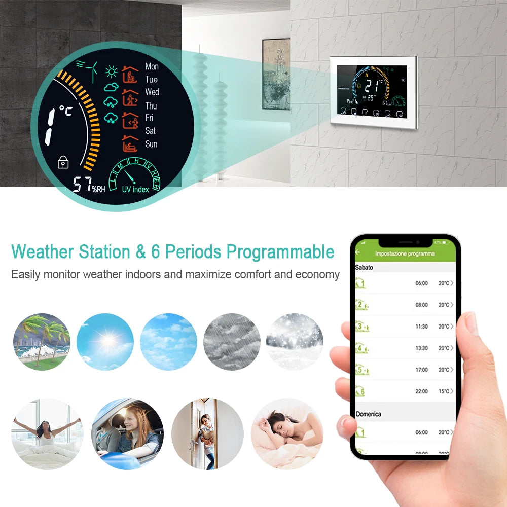 WiFi Smart Thermostat for Home Heating - Colorful Touchscreen Model Tidesmit