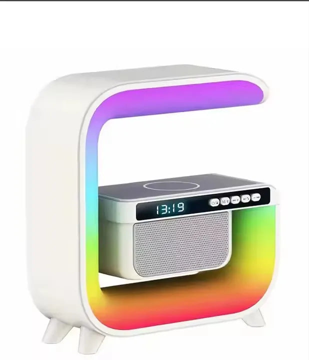 G3 Mini Wireless Charging RGB LED Night Light Alarm Clock Multifunctional Audio for Computer and Mobile Phone Use for Home White Tidesmit