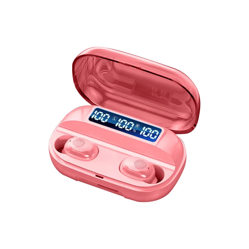 Hot New Custom Tws Wireless Headphone Earphone Sports Waterproof Touch Headset Led Display Earbuds Pink Tidesmit