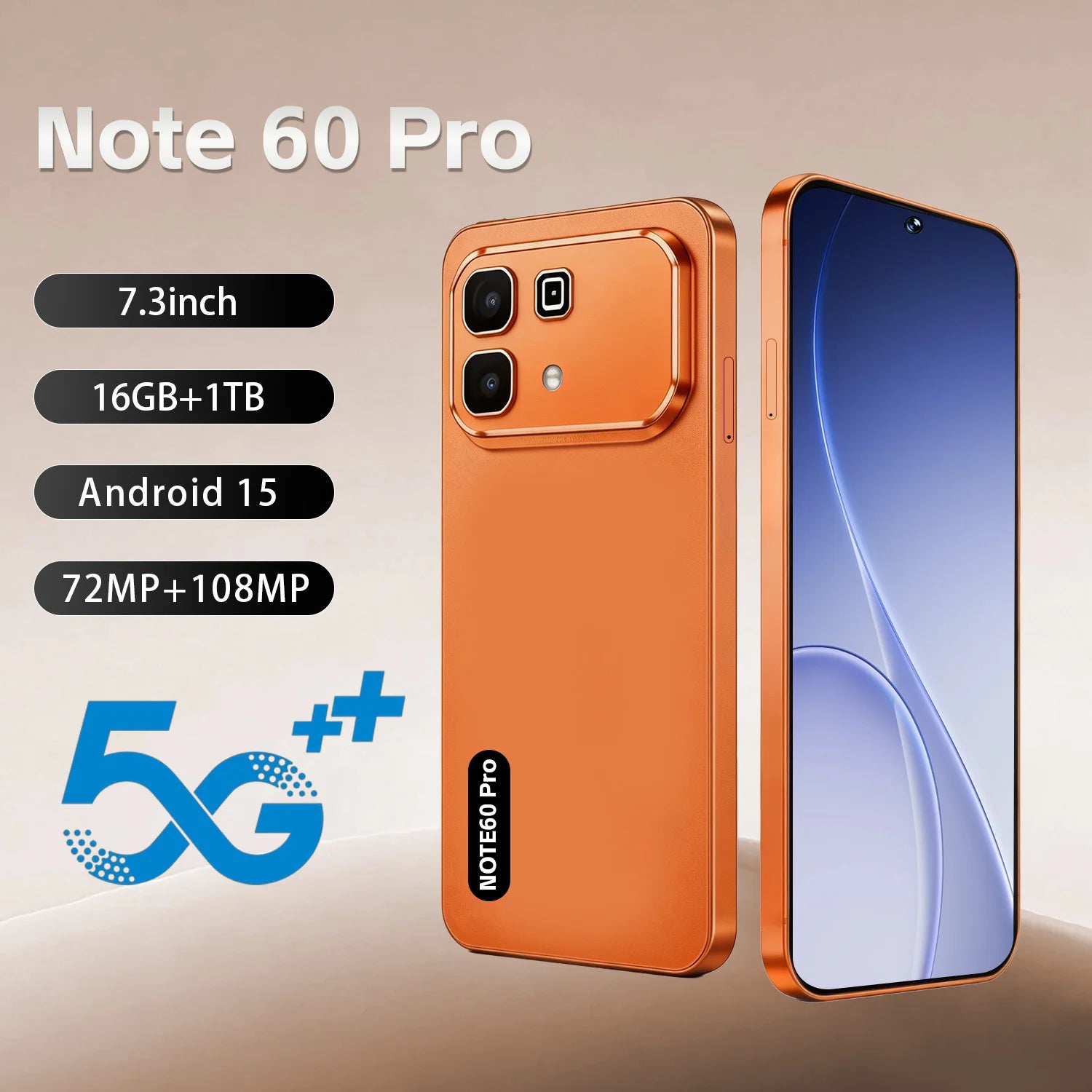 Note 60 Pro 5G smartphone with 108MP camera and 7800mAh battery showing side profile in gallery view