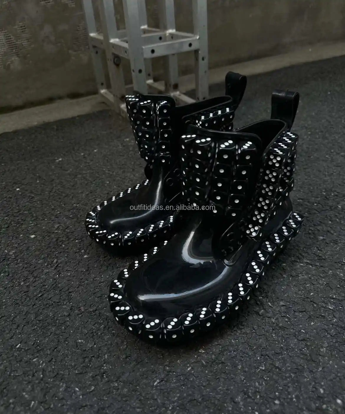 REMAKE UPCYCLE Handmade Brass Rivets Boots Dice Patchwork Branded Unisex Women Menswear Luxury Vintage Remark Shoes for Men