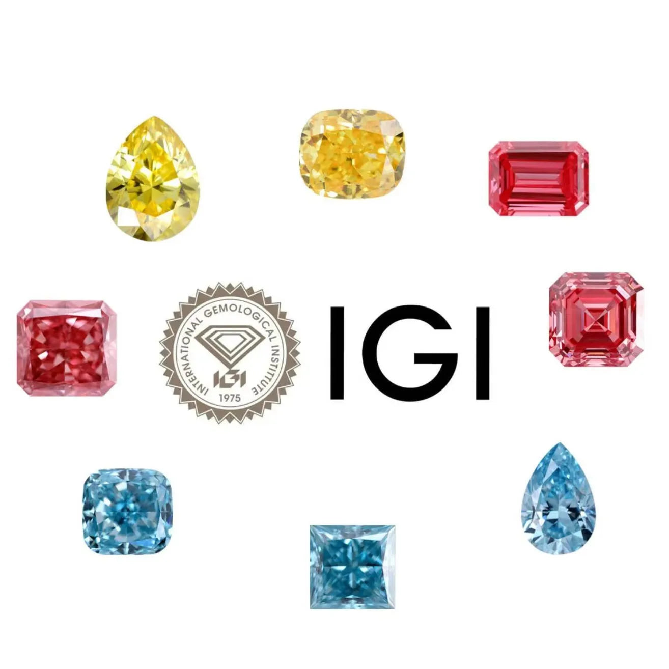 Assorted loose lab-grown diamonds, including an intense pink oval gemstone