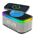 15W Wireless Fast Charger RGB Night Light Temperature Time Digital Alarm Clock Portable Multifunction Bluetooth Charging Speaker Black Tidesmit