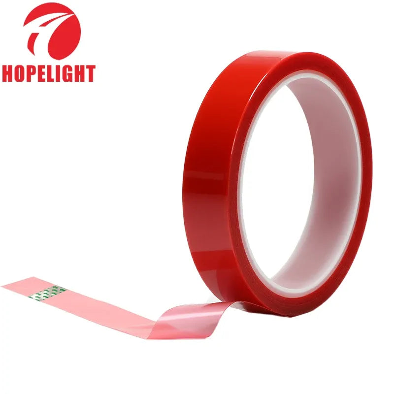Red high-temperature PET tape roll with silicone adhesive strip