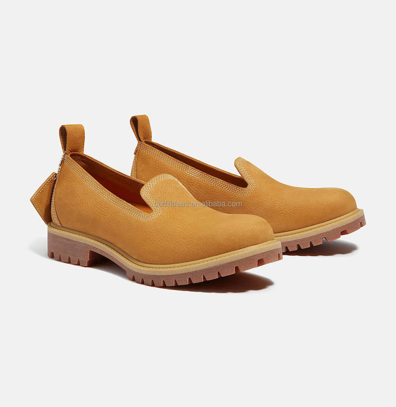 Unisex Men Women 100% Genuine Leather Loafers Round Toe Wedding Beach Embossed Cobranding Men Slip on Loafer Wheat Slip-On Shoes
