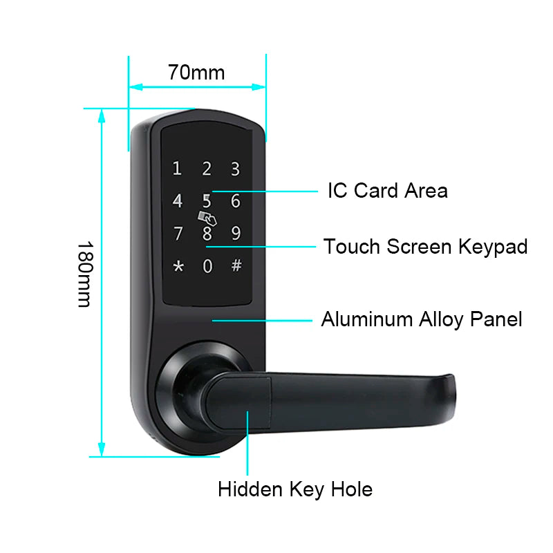 Multiple Entry APP Keypad Code Key RDID Card Systems Smart Home Devices Smart Door Lock Keyless Deadbolt Lock Tidesmit