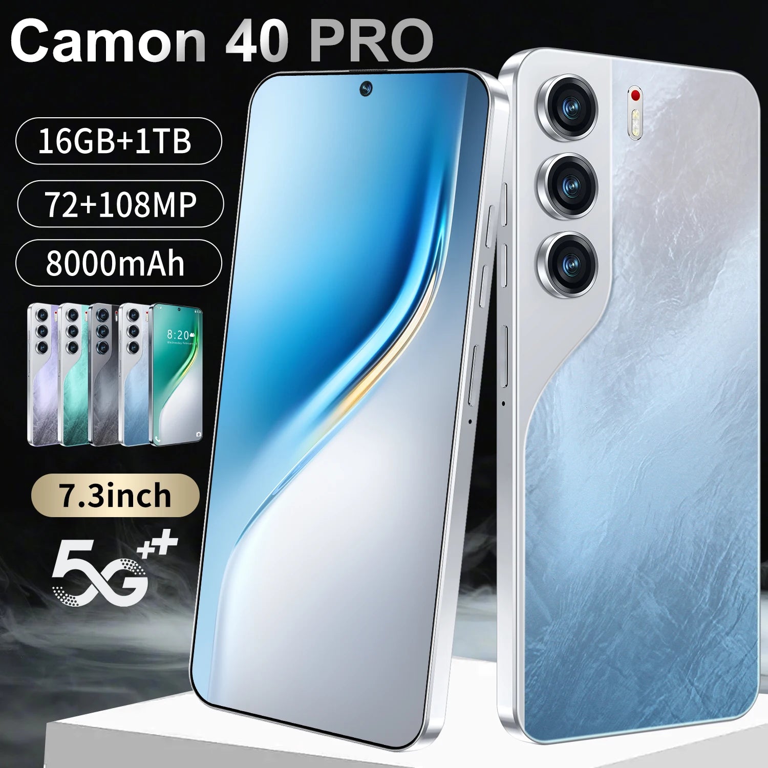 Hot Sale Camon 40 Pro 16GB+1TB 7.3 Inch 5G Smart Phone 100W Original HD Android 14 Unlocked Dual Card New for Spanish Speaking - Tidesmit