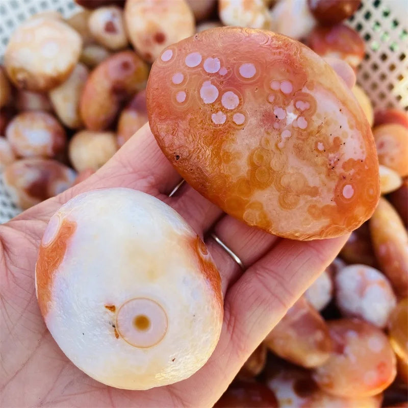 Wholesale Natural Healing Crystals rare Gobi Agate Tibet Heaven Eye Stone Red Agate Palm Stone