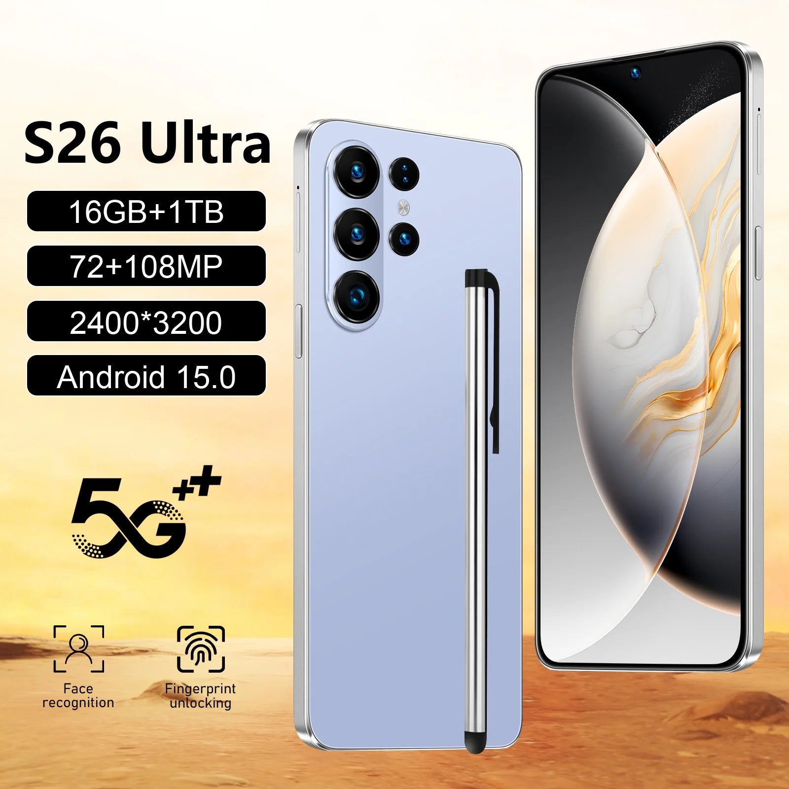 Tidesmit 7.3-Inch 5G Smartphone, 16GB RAM, 1TB Storage, Android 14 Tidesmit