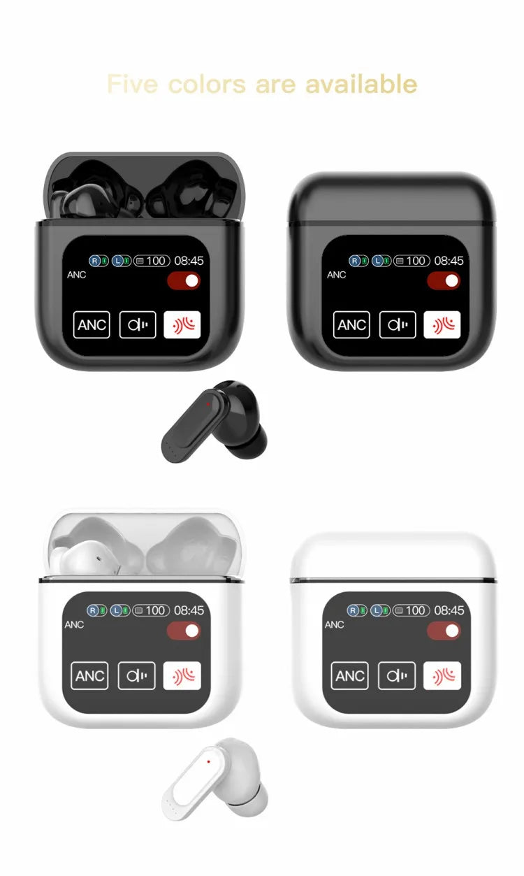2025 SE60 TWS Earphones ANC ENC LCD Touch Screen True Wireless Earphones with Noise Cancelling Sport Earbuds SE 60 Tidesmit