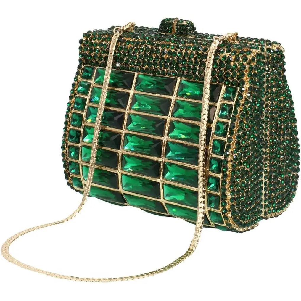 Elegant Sparkling Crystal Evening Clutch Bag Shiny Rhinestones Luxury Diamond Design Chain Strap Fashionable Handbag for Wedding