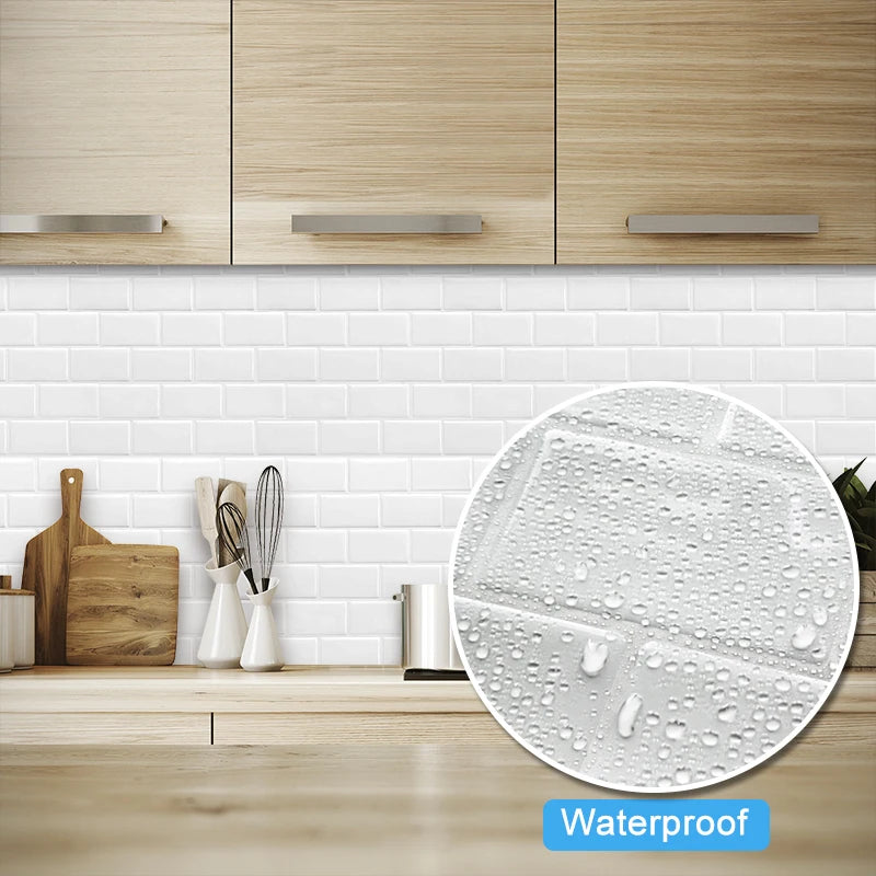 Vividtiles Big Size 12*12 inch Self adhesive Waterproof Heatproof Vinyl Wallpaper 3D Peel and Stick Mosaic Tiles - 5 Sheet