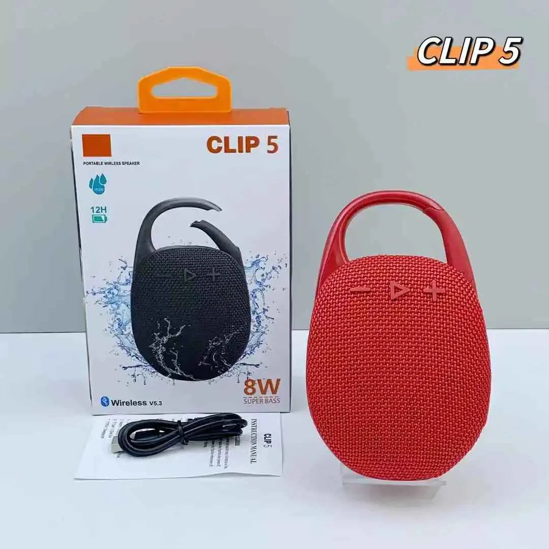 Clip5 Mini Portable Wireless BT Speaker 5W Bass Outdoor Sport Speaker Home Gift Clip4 Mini Boombox Speakers With Hook Red My Store