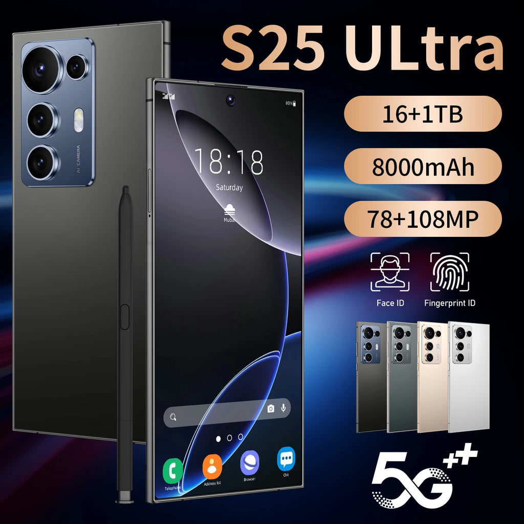 Original S25 Ultra 5G Smart Phone 7.3 Inch 16GB+1TB Dual Card Android14 Unlocked 72+108MP HD Camera Gaming Phone in Spanish - Tidesmit