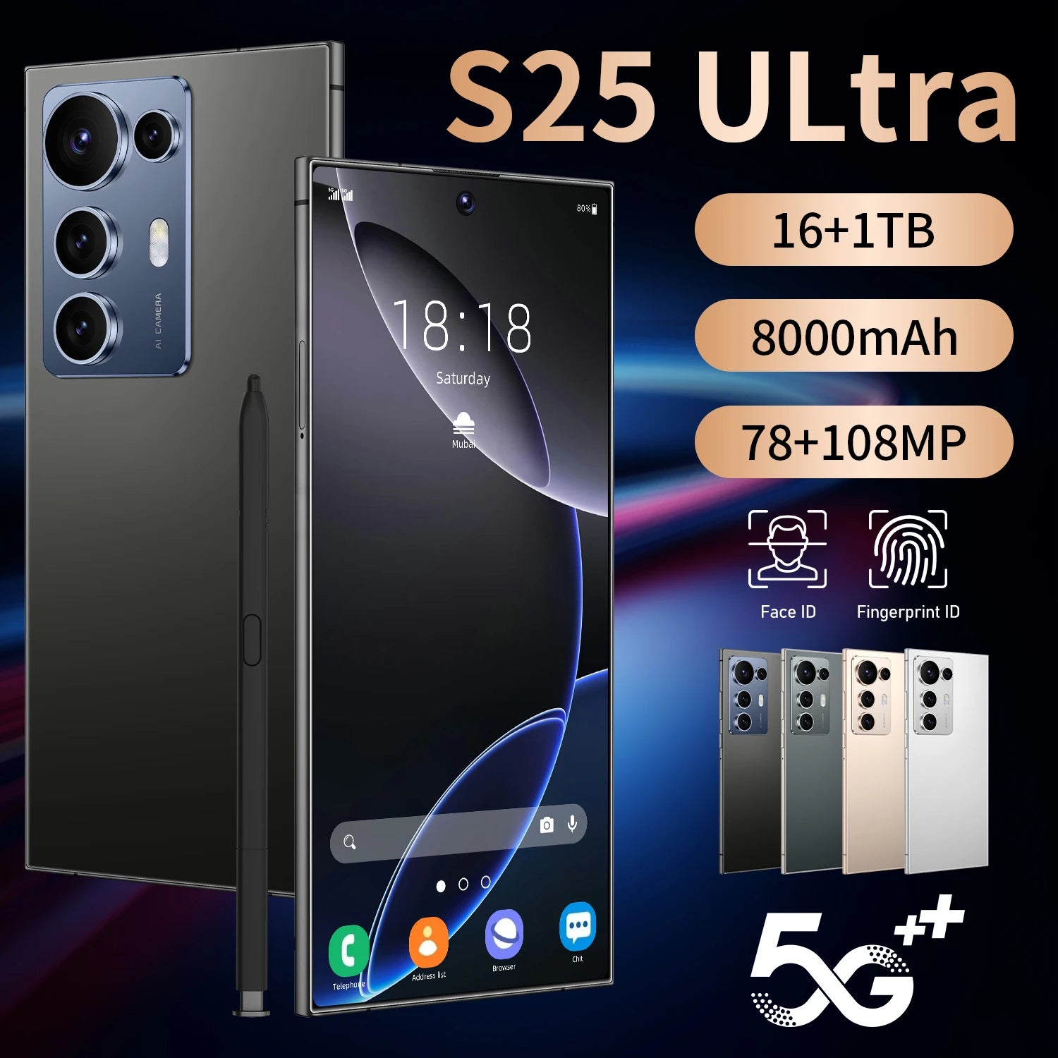Original S25 Ultra 5G Smart Phone 7.3 Inch 16GB+1TB Dual Card Android14 Unlocked 72+108MP HD Camera Gaming Phone in Spanish - Tidesmit