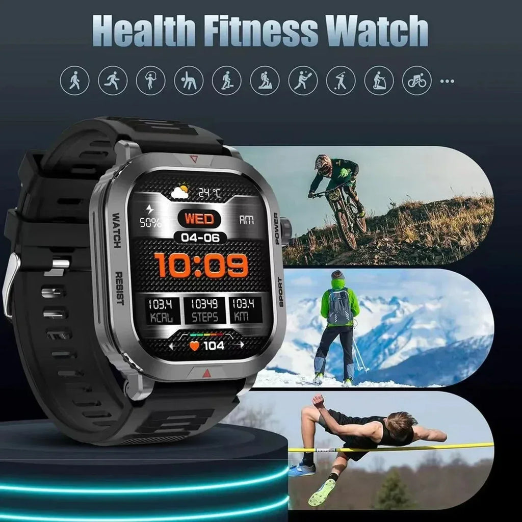 2025 New Outdoor Sport Smartwatch ZW66 2.01 Square Screen 300mAh Battery Health Heart Rate Monitoring Waterproof iOS Compatible - Tidesmit