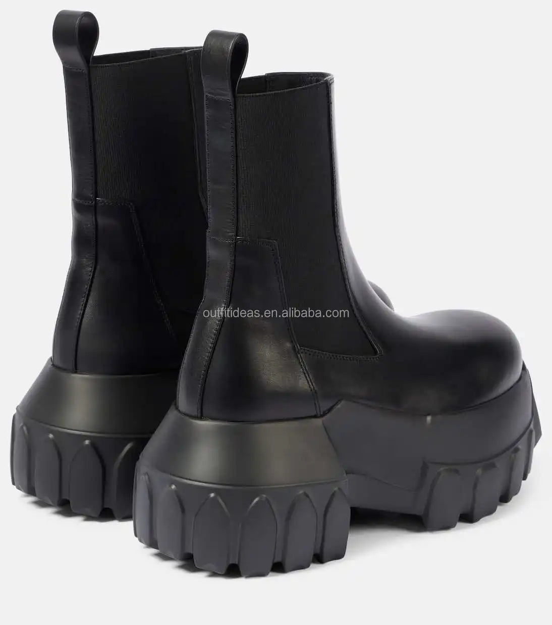 Round Toe Calf Leather Original Women Men Platform Dress Shoes Elasticated Panelled Boots Mega Tractor Leather Men Chelsea Boots