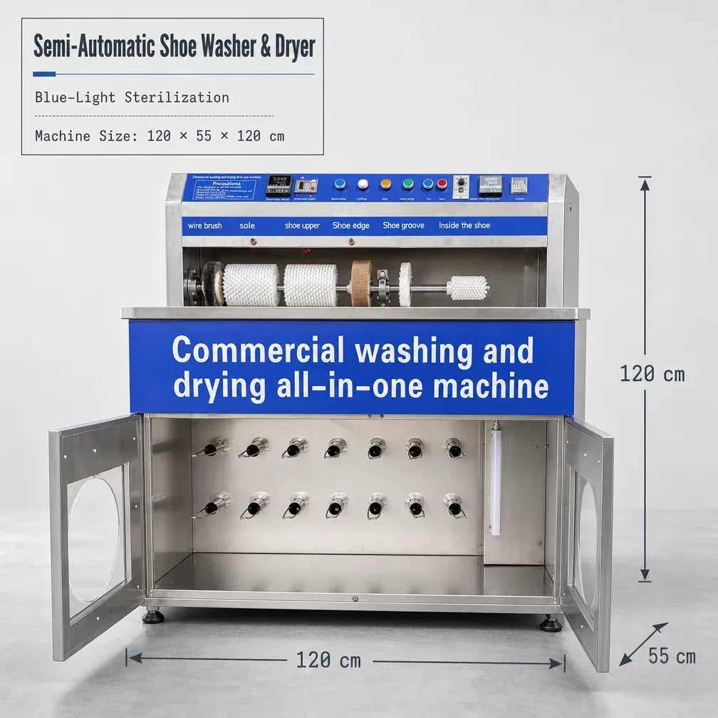 Commercial Shoe Washing Machine and Semi-Automatic Dryer System