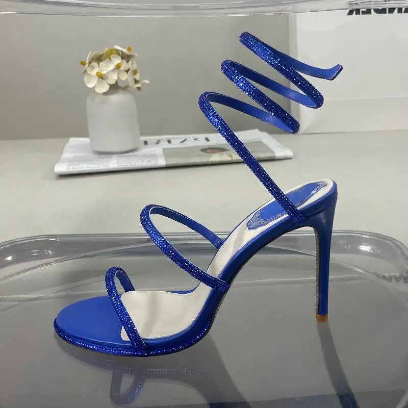 2023 Talon De Mariage Real Leather Silver Sole Wrap Around Luxury Heels for Lady