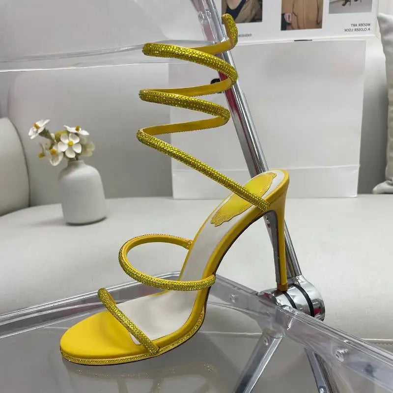 2023 Talon De Mariage Real Leather Silver Sole Wrap Around Luxury Heels for Lady
