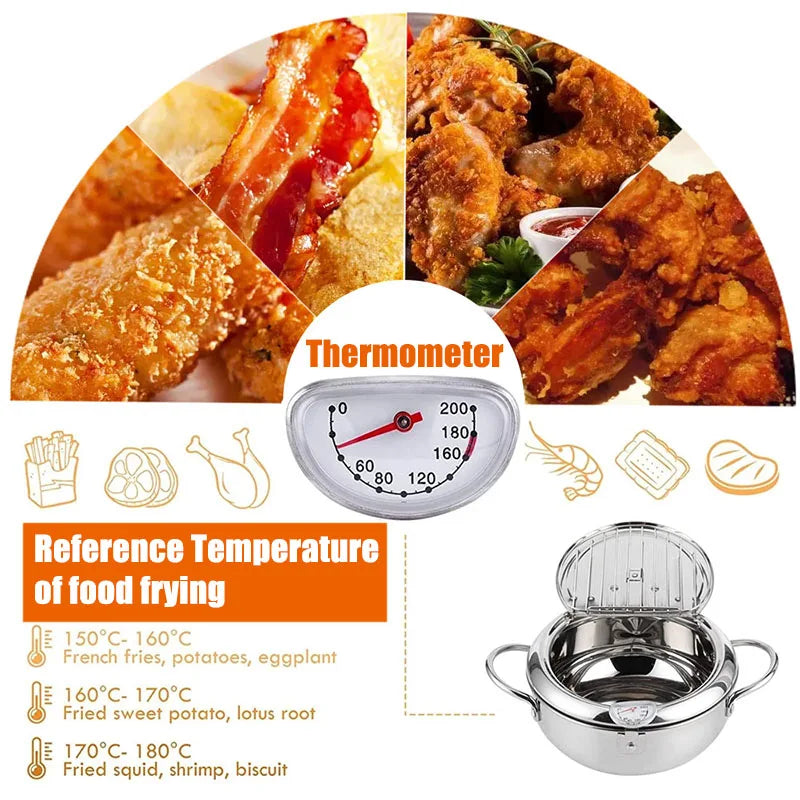 Japanese-Style Tempura Fryer Mini Oil-Saving Deep-Frying Pot Household Small Fryer with Special Temperature Control