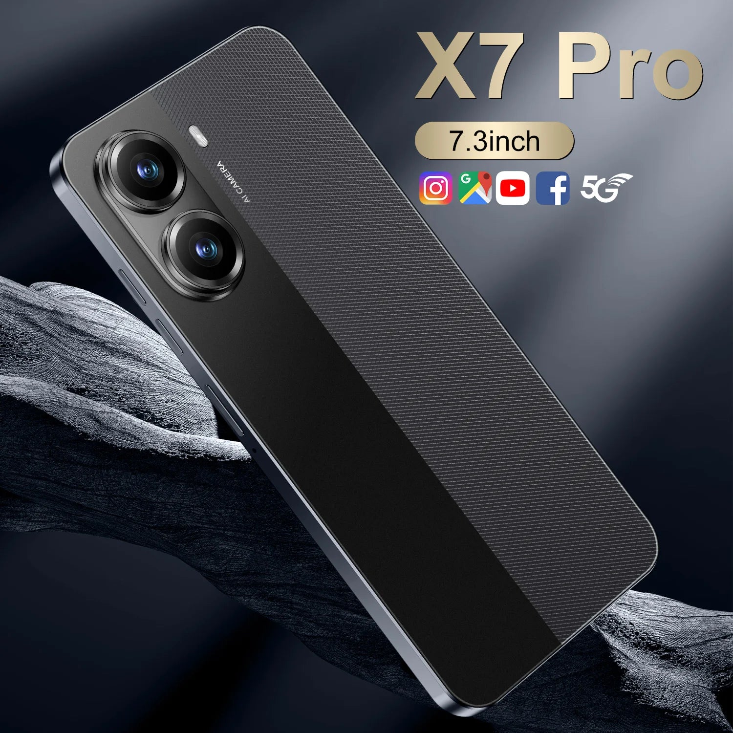 Tidesmit 5G Smartphone, 7.3-Inch HD Display, 16GB RAM, 1TB Storage Black 16g 1TB Tidesmit