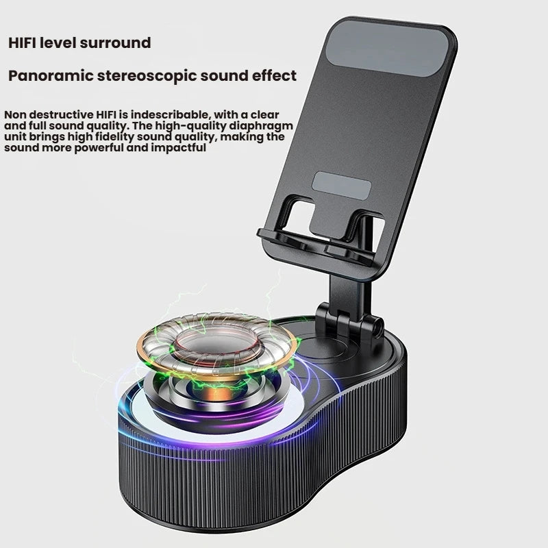 Power bank charger-Dropshipping 360 Swivel Lifting Mobile Phone Holder Power Bank Bluetooth Speaker Mini Portable Ambient Light Gifts Tidesmit
